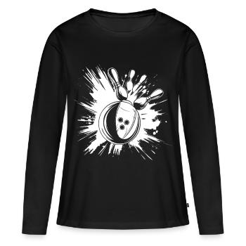 Bowling Strike - Frauen Premium Bio Langarmshirt - Schwarz - Vorne - Julia (174cm)