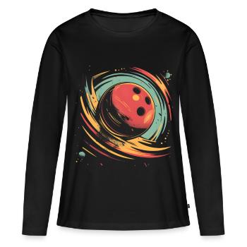 Boule de bowling rétro - T-shirt manches longues Premium bio Femme - noir - Devant - Julia (174cm)