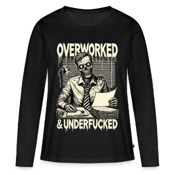 Überlasteter und unterfickter Zombie-Büro-Horror - Frauen Premium Bio Langarmshirt - Schwarz - Vorne - Julia (174cm)