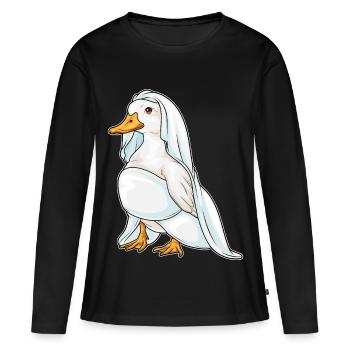 Canard Voile de mariée Mariage - T-shirt manches longues Premium bio Femme - noir - Devant - Julia (174cm)
