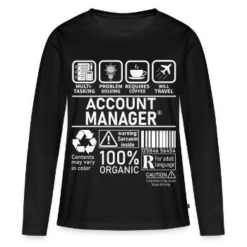 Gestionnaire de compte Résolution de problèmes multitâches - T-shirt manches longues Premium bio Femme - noir - Devant - Julia (174cm)