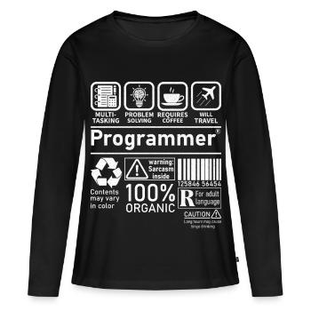 Programmeur multitâche, la résolution de problèmes nécessite - T-shirt manches longues Premium bio Femme - noir - Devant - Julia (174cm)