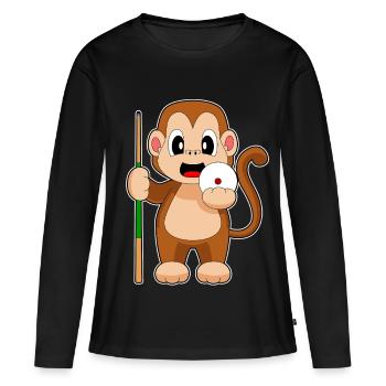 Affe Billiard Queue - Frauen Premium Bio Langarmshirt - Schwarz - Vorne - Julia (174cm)
