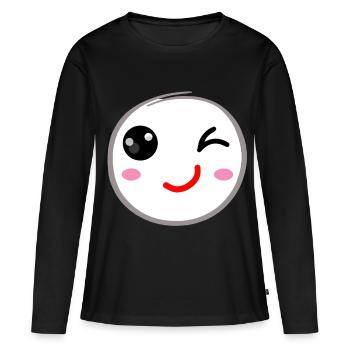 Clin d’œil sourire - T-shirt manches longues Premium bio Femme - noir - Devant - Julia (174cm)