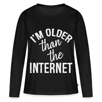 Je suis plus vieux qu’Internet - T-shirt manches longues Premium bio Femme - noir - Devant - Julia (174cm)