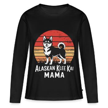 Alaskan Klee Kai Mama - Frauen Premium Bio Langarmshirt - Schwarz - Vorne - Julia (174cm)