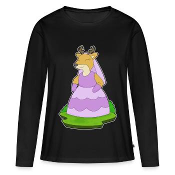 Cerf Voile de mariée Mariage - T-shirt manches longues Premium bio Femme - noir - Devant - Julia (174cm)