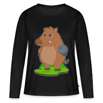 Eber Bowling Bowlingkugel - Frauen Premium Bio Langarmshirt - Schwarz - Vorne - Julia (174cm)
