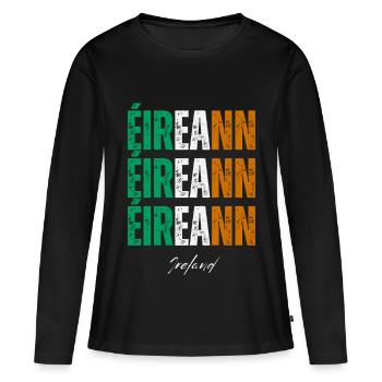 Drapeau de l’Irlande, Irish Pride - T-shirt manches longues Premium bio Femme - noir - Devant - Julia (174cm)