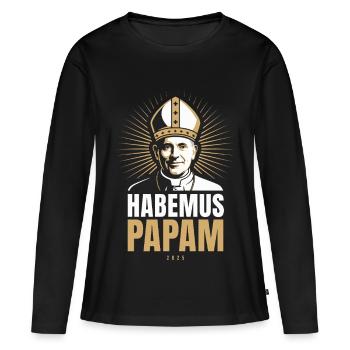 Habemus Papam 2025 Portrait du pape Élection du pape Vatican - T-shirt manches longues Premium bio Femme - noir - Devant - Julia (174cm)