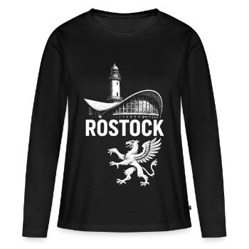 Rostock Teepot & Greif - Frauen Premium Bio Langarmshirt - Schwarz - Vorne - Julia (174cm)