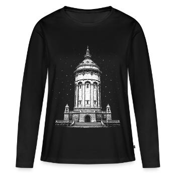 Mannheim's landmark at night - Women's Premium Organic Long Sleeve Shirt - black - Front - Julia (174cm)