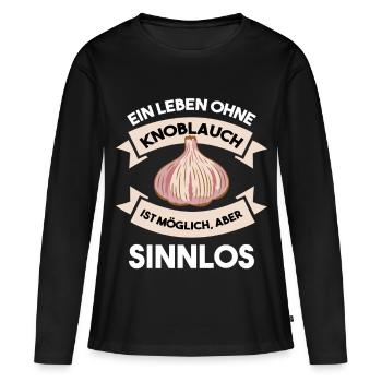 Inutile sans ail - T-shirt manches longues Premium bio Femme - noir - Devant - Julia (174cm)