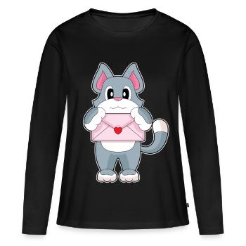 Lettre d’amour pour chat - T-shirt manches longues Premium bio Femme - noir - Devant - Julia (174cm)