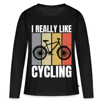 J’aime beaucoup le cyclisme Retro aime le cyclisme cycliste - T-shirt manches longues Premium bio Femme - noir - Devant - Julia (174cm)