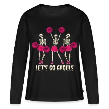 Squelettes humoristiques avec pompons et jupe - T-shirt manches longues Premium bio Femme - noir - Devant - Julia (174cm)