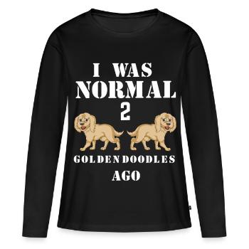 T-shirt fantaisiste Golden Doodle Humour - T-shirt manches longues Premium bio Femme - noir - Devant - Julia (174cm)