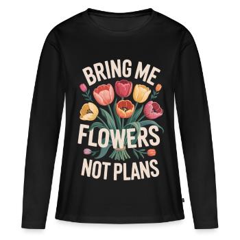 Bouquet with desired text - Women's Premium Organic Long Sleeve Shirt - black - Front - Julia (174cm)
