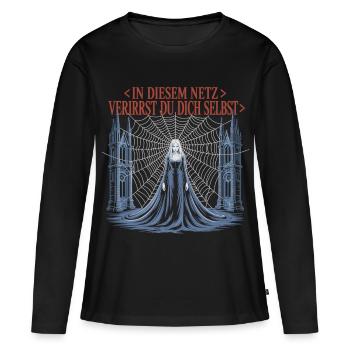 Chemise Gothic Web Quote – Dark Fantasy - T-shirt manches longues Premium bio Femme - noir - Devant - Julia (174cm)