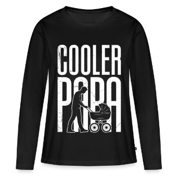 Werdender Papa COOLER PAPA Lustiges - Frauen Premium Bio Langarmshirt - Schwarz - Vorne - Julia (174cm)