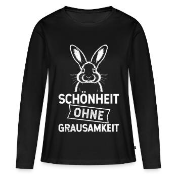 Tierversuche SCHÖNHEIT OHNE GRAUSAMKEIT - Frauen Premium Bio Langarmshirt - Schwarz - Vorne - Julia (174cm)