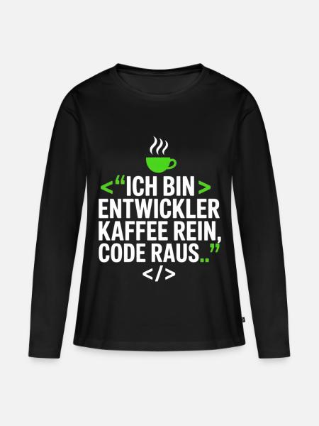 Entwickler Kaffee Programmier Spruch - Frauen Premium Bio Langarmshirt - Schwarz