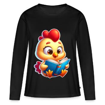 Lire - T-shirt manches longues Premium bio Femme - noir - Devant - Julia (174cm)