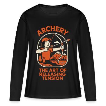 Archery: The Art of Relieving Tension - Women's Premium Organic Long Sleeve Shirt - black - Front - Julia (174cm)