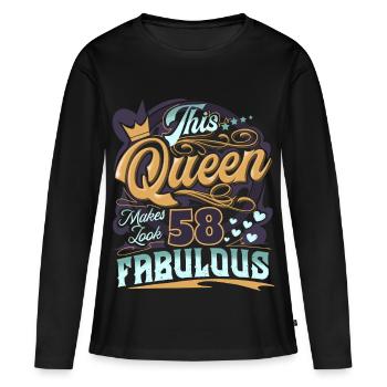 58e anniversaire Reine Femmes - T-shirt manches longues Premium bio Femme - noir - Devant - Julia (174cm)