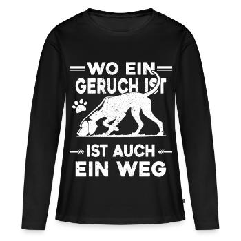 Mantrailing - Wo ein Geruch da ein Weg - Frauen Premium Bio Langarmshirt - Schwarz - Vorne - Julia (174cm)