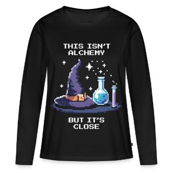 Keine Alchemie – fast dran | Chemielabor - Frauen Premium Bio Langarmshirt - Schwarz - Vorne - Julia (174cm)