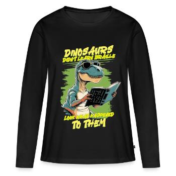 Professeur de Braille Braille Dotum - T-shirt manches longues Premium bio Femme - noir - Devant - Julia (174cm)