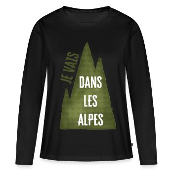 Ich fahre in die Alpen - Frauen Premium Bio Langarmshirt - Schwarz - Vorne - Julia (174cm)
