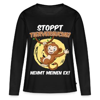 Tierschutz STOPPT TIERVERSUCHE NEHMT MEINEN EX - Frauen Premium Bio Langarmshirt - Schwarz - Vorne - Julia (174cm)