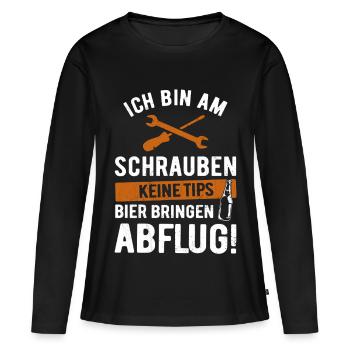 Je baise, pas de pourboire, apporte de la bière - T-shirt manches longues Premium bio Femme - noir - Devant - Julia (174cm)