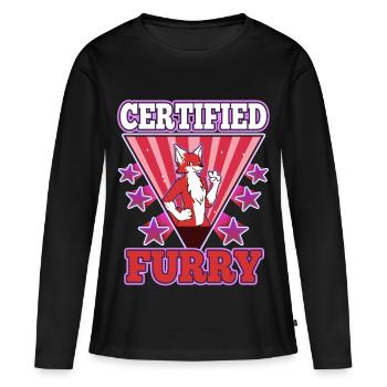 Fourrure certifiée - T-shirt manches longues Premium bio Femme - noir - Devant - Julia (174cm)