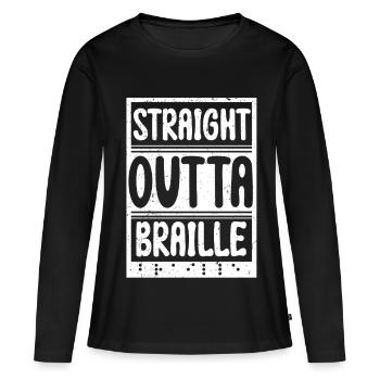 Professeur de Braille Braille Dotum - T-shirt manches longues Premium bio Femme - noir - Devant - Julia (174cm)