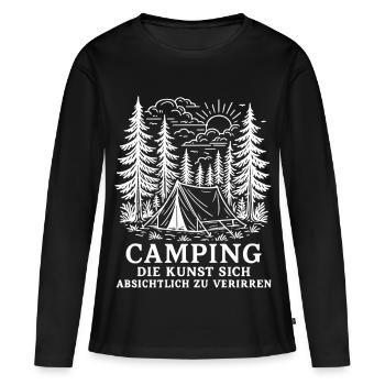 Camping L’art de se perdre volontairement - T-shirt manches longues Premium bio Femme - noir - Devant - Julia (174cm)