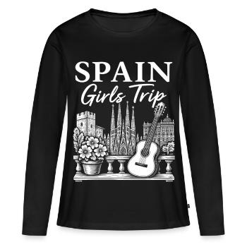 Spain travel girl guitar silhouette - Women's Premium Organic Long Sleeve Shirt - black - Front - Julia (174cm)