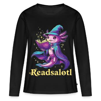 Readsalotl Axolotl Reading Mage Axolotl - Women's Premium Organic Long Sleeve Shirt - black - Front - Julia (174cm)