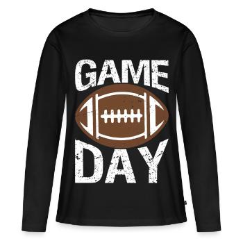 Jour de match Saison de football Football Gold Vibes - T-shirt manches longues Premium bio Femme - noir - Devant - Julia (174cm)