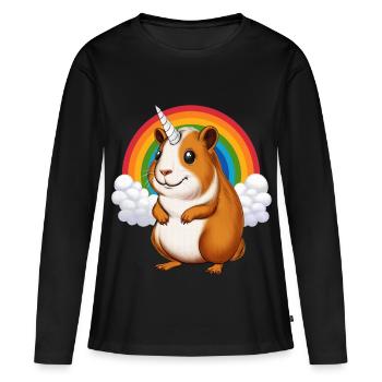 Cochon d'Inde Licorne - T-shirt manches longues Premium bio Femme - noir - Devant - Julia (174cm)