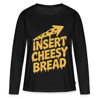 Fromage Bâtonnet de fromage Toast au fromage - T-shirt manches longues Premium bio Femme - noir - Devant - Julia (174cm)