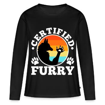 Fourrure certifiée - T-shirt manches longues Premium bio Femme - noir - Devant - Julia (174cm)