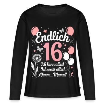 Enfin 16 anniversaire 16 ans cadeau fille - T-shirt manches longues Premium bio Femme - noir - Devant - Julia (174cm)