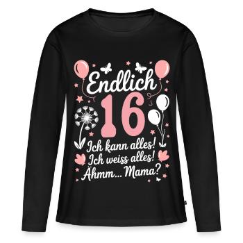 Enfin 16 anniversaire 16 ans cadeau fille - T-shirt manches longues Premium bio Femme - noir - Devant - Julia (174cm)