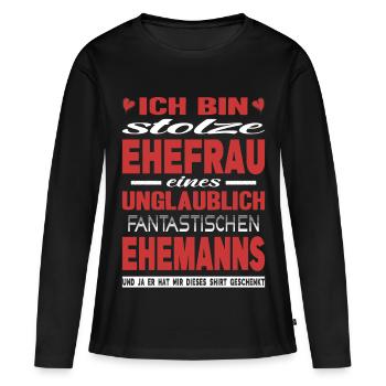 Ehefrau Geschenk Ehemann Partnerin Frauen - Frauen Premium Bio Langarmshirt - Schwarz - Vorne - Julia (174cm)