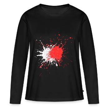 Impression abstraite d’éclaboussures de sang - T-shirt manches longues Premium bio Femme - noir - Devant - Julia (174cm)
