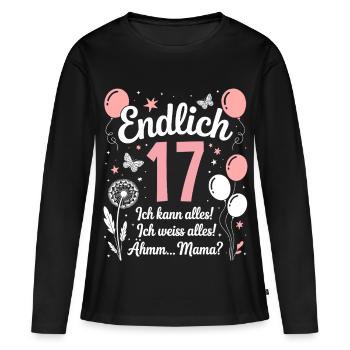 Enfin 17 Anniversaire 17 Ans Cadeau Fille - T-shirt manches longues Premium bio Femme - noir - Devant - Julia (174cm)