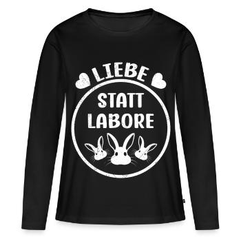 Tierschutz LIEBE STATT LABORE Tierversuch Frei - Frauen Premium Bio Langarmshirt - Schwarz - Vorne - Julia (174cm)